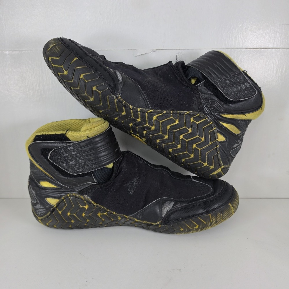 ASICS 54 Wrestling Shoes Mens Fit Sz 9 VTG 2000s Rulons Rare Black Yellow Kolats - Picture 7 of 10